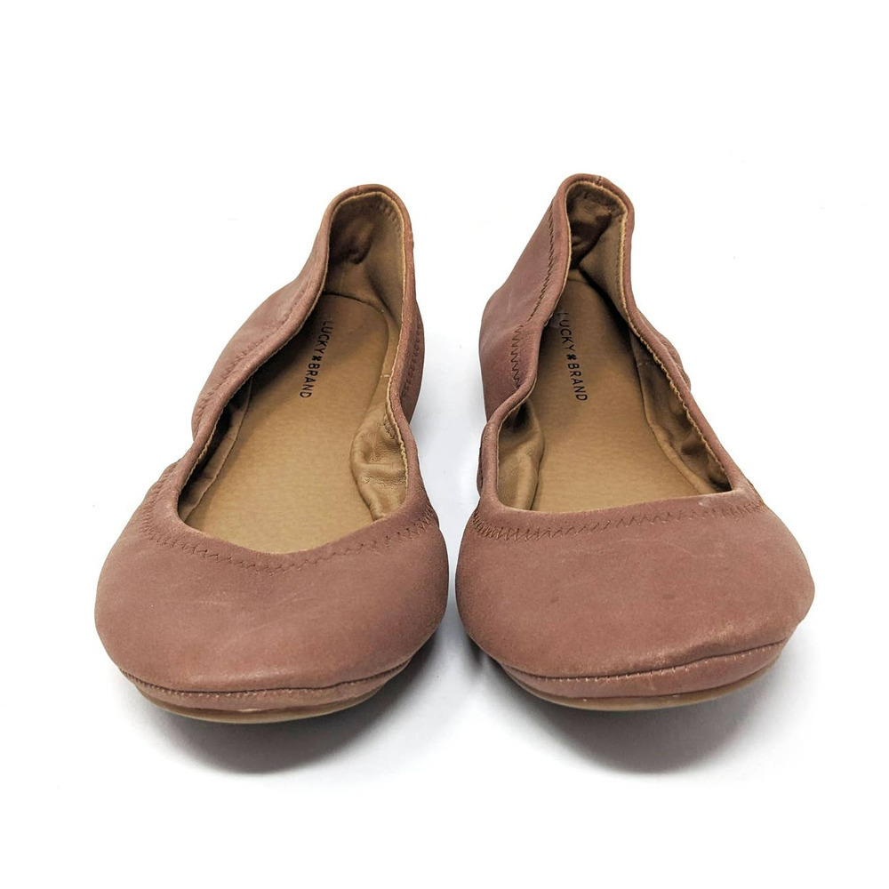 Lucky Brand Shoes Womens 8.5 Erin Ballet Flats Round Toe Leather Bourbon - Picture 2 of 7